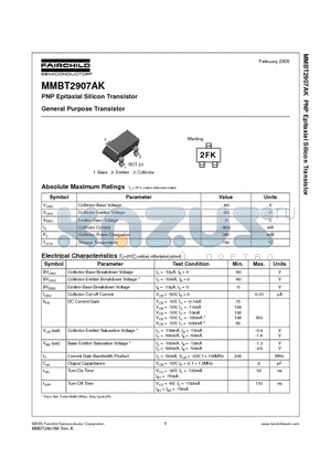 MMBT2907AK datasheet - PNP Epitaxial Silicon Transistor