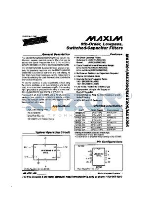 MAX295EPA datasheet - 8th-Order, Lowpass, Switched-Capacitor Filters