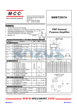 MMBT2907A_10 datasheet - NPN General Purpose Amplifier