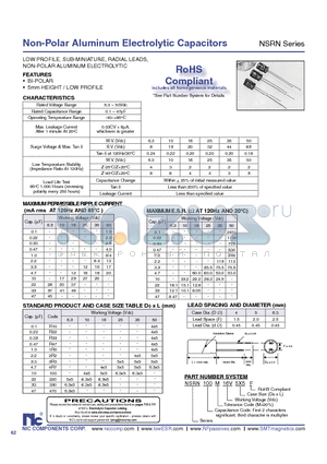 NSRN1R0M50V6.3X5TBF datasheet - Non-Polar Aluminum Electrolytic Capacitors