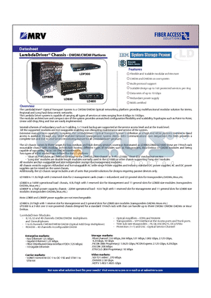 LDP100 datasheet - LambdaDriver Chassis - DWDM/CWDM Platform