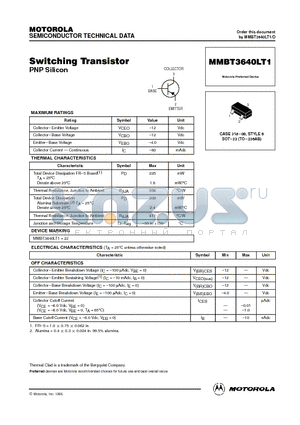 MMBT3640LT1 datasheet - Switching Transistor