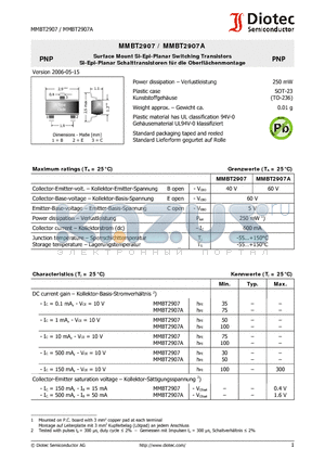 MMBT2907_07 datasheet - Surface Mount Si-Epi-Planar Switching Transistors