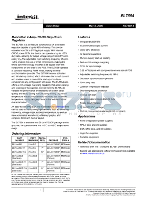 EL7554IRE-T13 datasheet - Monolithic 4 Amp DC-DC Step-Down Regulator