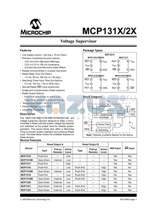 MCP1322T datasheet - Voltage Supervisor