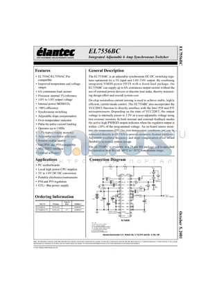 EL7556BC datasheet - Integrated Adjustable 6 Amp Synchronous Switcher