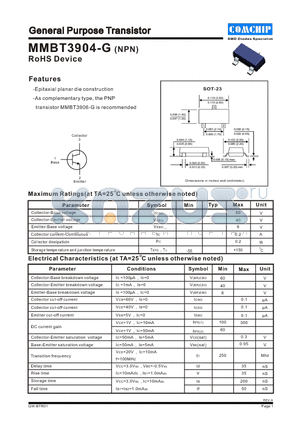 MMBT3904-G datasheet - GENERAL PURPOSE TRANSISTORS