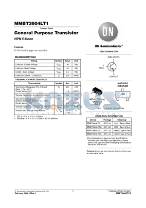 MMBT3904LT1 datasheet - General Purpose Transistor (NPN Silicon)