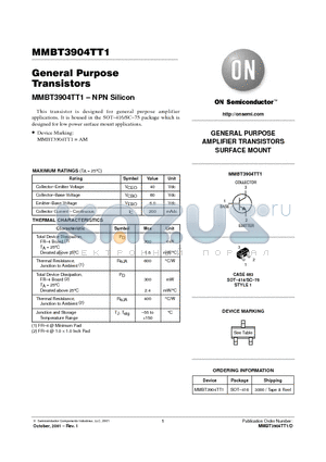 MMBT3904TT1 datasheet - General Purpose Transistors