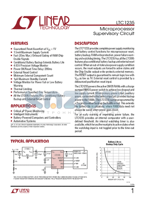 LTC1235CN datasheet - Microprocessor Supervisory Circuit