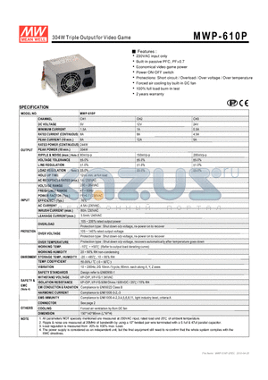MWP-610P datasheet - 304W Triple Output for Video Game
