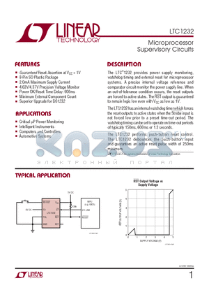 LTC1232IS8 datasheet - Microprocessor Supervisory Circuits