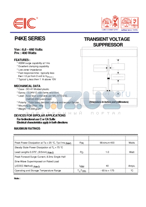 P4KE56A datasheet - TRANSIENT VOLTAGE SUPPRESSOR