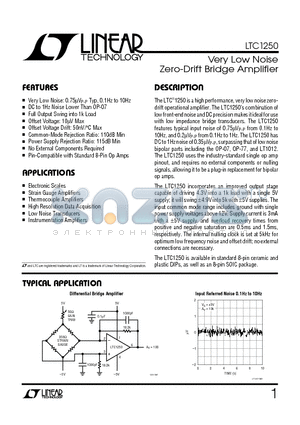 LTC1250MJ8 datasheet - Very Low Noise Zero-Drift Bridge Amplifier