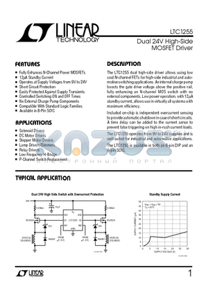 LTC1255IS8 datasheet - Dual 24V High-Side MOSFET Driver