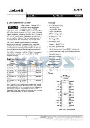 EL7581IREZ-T13 datasheet - 3-Channel DC-DC Converter