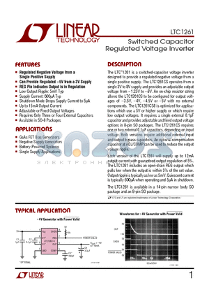 LTC1261 datasheet - Switched Capacitor Regulated Voltage Inverter