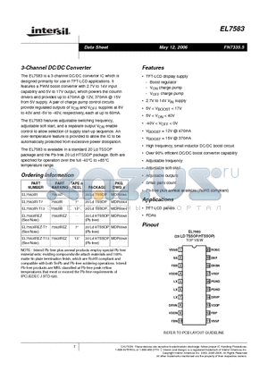 EL7583IREZ-T13 datasheet - 3-Channel DC/DC Converter