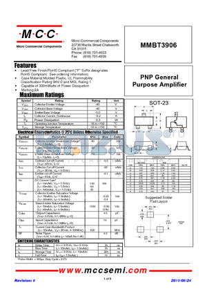 MMBT3906 datasheet - NPN General Purpose Amplifier