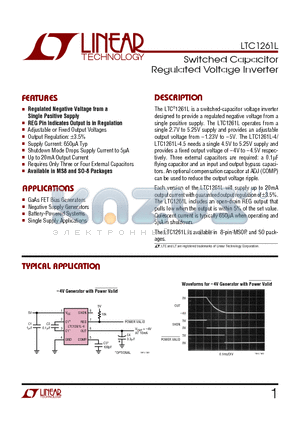 LTC1261LCS8 datasheet - Switched Capacitor Regulated Voltage Inverter