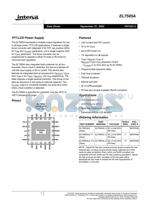 EL7585A datasheet - TFT-LCD Power Supply