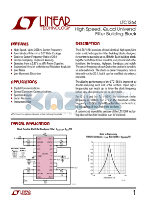 LTC1264 datasheet - High Speed, Quad Universal Filter Building Block