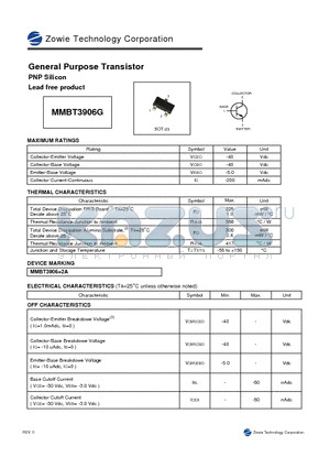 MMBT3906G datasheet - General Purpose Transistor PNP Silicon Lead free product
