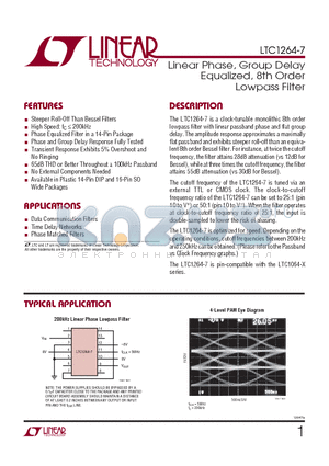 LTC1264-7 datasheet - Linear Phase, Group Delay Equalized, 8th Order Lowpass Filter