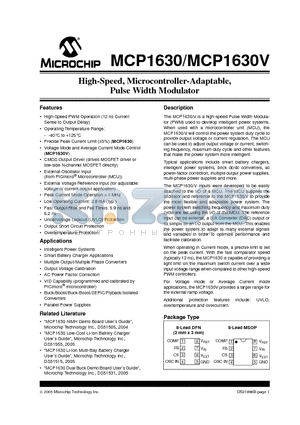MCP1630-E/MS datasheet - High-Speed, Microcontroller-Adaptable, Pulse Width Modulator