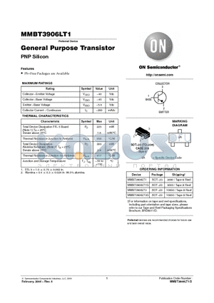 MMBT3906LT1G datasheet - General Purpose Transistor(PNP Silicon)