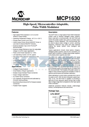 MCP1630E/MS datasheet - High-Speed, Microcontroller-Adaptable, Pulse Width Modulator