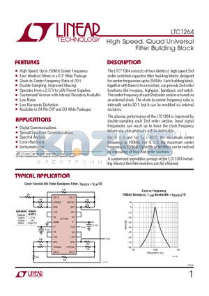 LTC1264_05 datasheet - High Speed, Quad Universal Filter Building Block