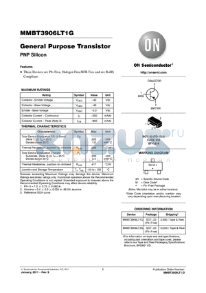 MMBT3906LT1G datasheet - General Purpose Transistor