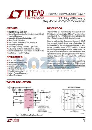 LTC1265-3.3 datasheet - 1.2A, High Efficiency Step-Down DC/DC Converter