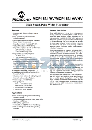 MCP1631HV-330E/SS datasheet - High-Speed, Pulse Width Modulator