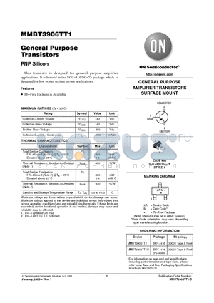 MMBT3906TT1G datasheet - General Purpose Transistors PNP Silicon