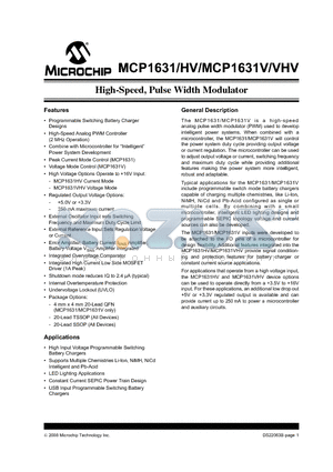 MCP1631-500E/ST datasheet - High-Speed, Pulse Width Modulator