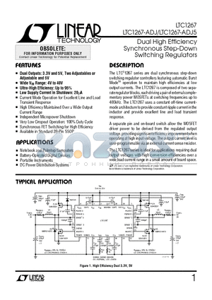 LTC1267-ADJ datasheet - Dual High Efficiency Synchronous Step-Down Switching Regulators