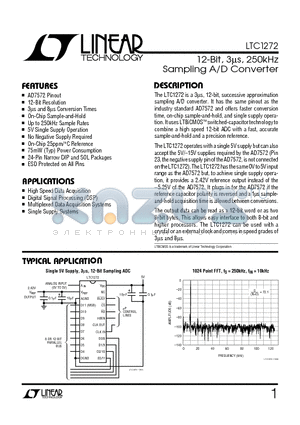 LTC1272-3CCN datasheet - 12-Bit, 3us, 250kHz Sampling A/D Converter