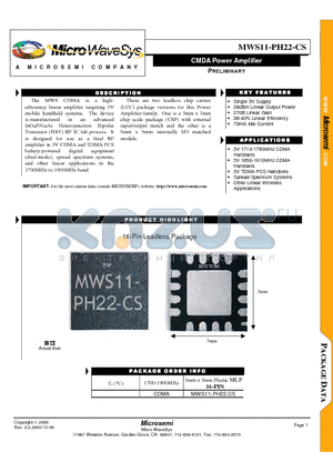 MWS11-PH22-CS datasheet - CMDA Power Amplifier