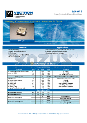 MX-041_12 datasheet - Oven Controlled Crystal Oscillator
