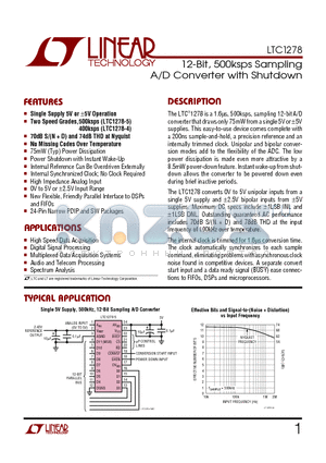 LTC1278-4C datasheet - 12-Bit, 500ksps Sampling A/D Converter with Shutdown