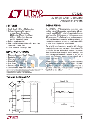 LTC1283ACN datasheet - 3V Single Chip 10-Bit Data Acquisition System