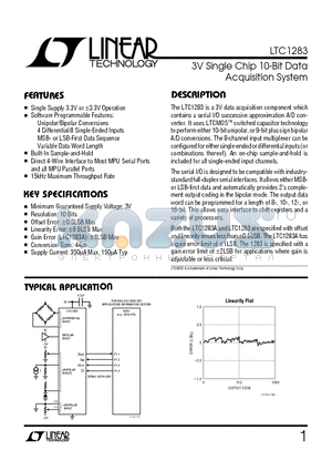 LTC1283ACS datasheet - 3V Single Chip 10-Bit Data Acquisition System