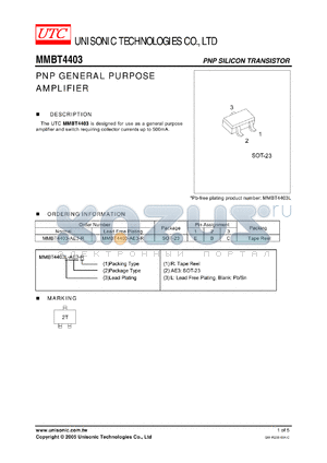 MMBT4403-AE3-R datasheet - PNP GENERAL PURPOSE AMPLIFIER