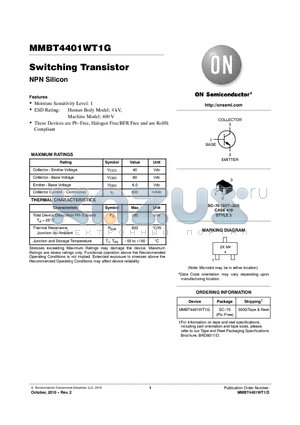 MMBT4401WT1G datasheet - Switching Transistor
