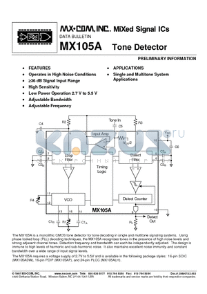MX105AP datasheet - Tone Detector