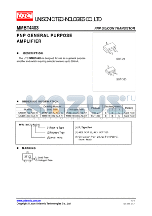 MMBT4403G-AE3-R datasheet - PNP GENERAL PURPOSE AMPLIFIER