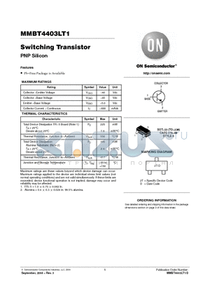 MMBT4403LT3 datasheet - Switching Transistor(PNP Silicon)