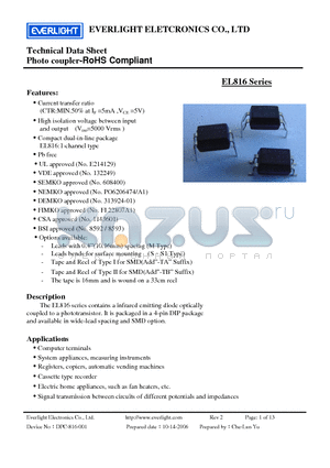 EL816 datasheet - Photo coupler